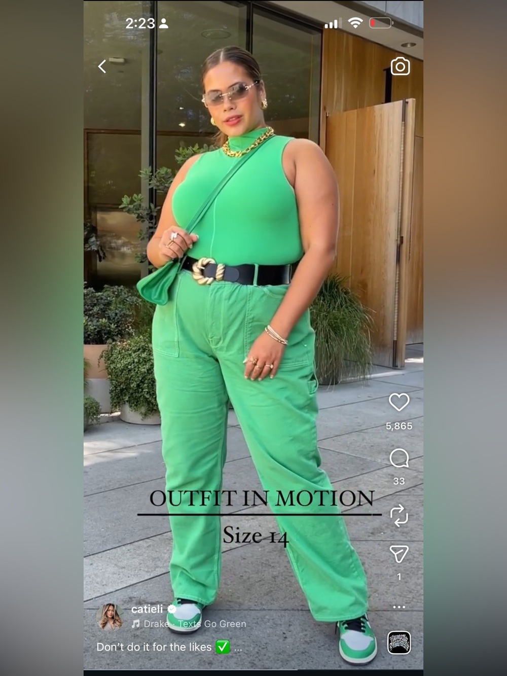 Green High-Waist Cargo Pants